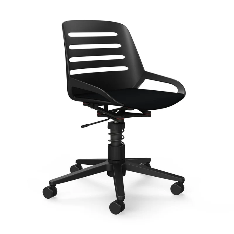 Aeris Numo Task mit Rollen | Feder | Recyceltes Polyester Cura | mit Sitzpolster | Gestell Schwarz