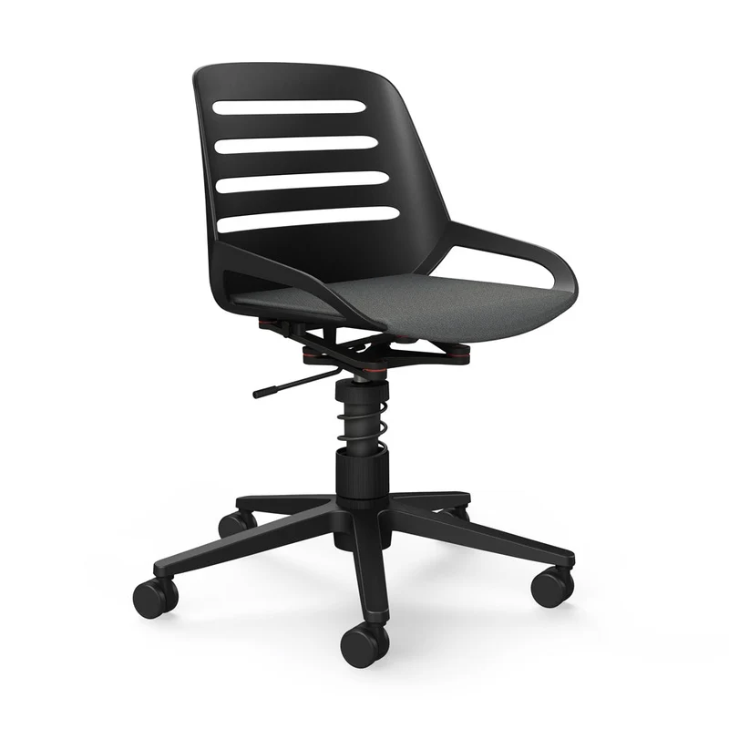 Aeris Numo Task mit Rollen | Feder | Recyceltes Polyester Cura | mit Sitzpolster | Gestell Schwarz