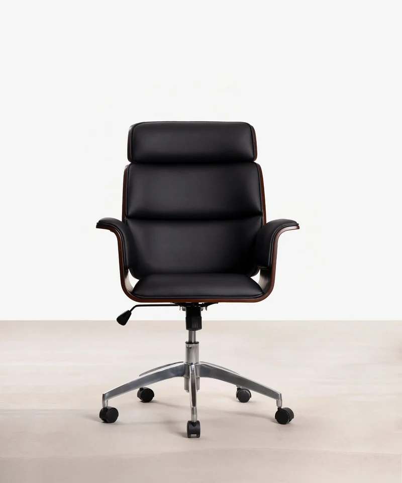 Silla de Escritorio de Polipiel y Madera Shiro