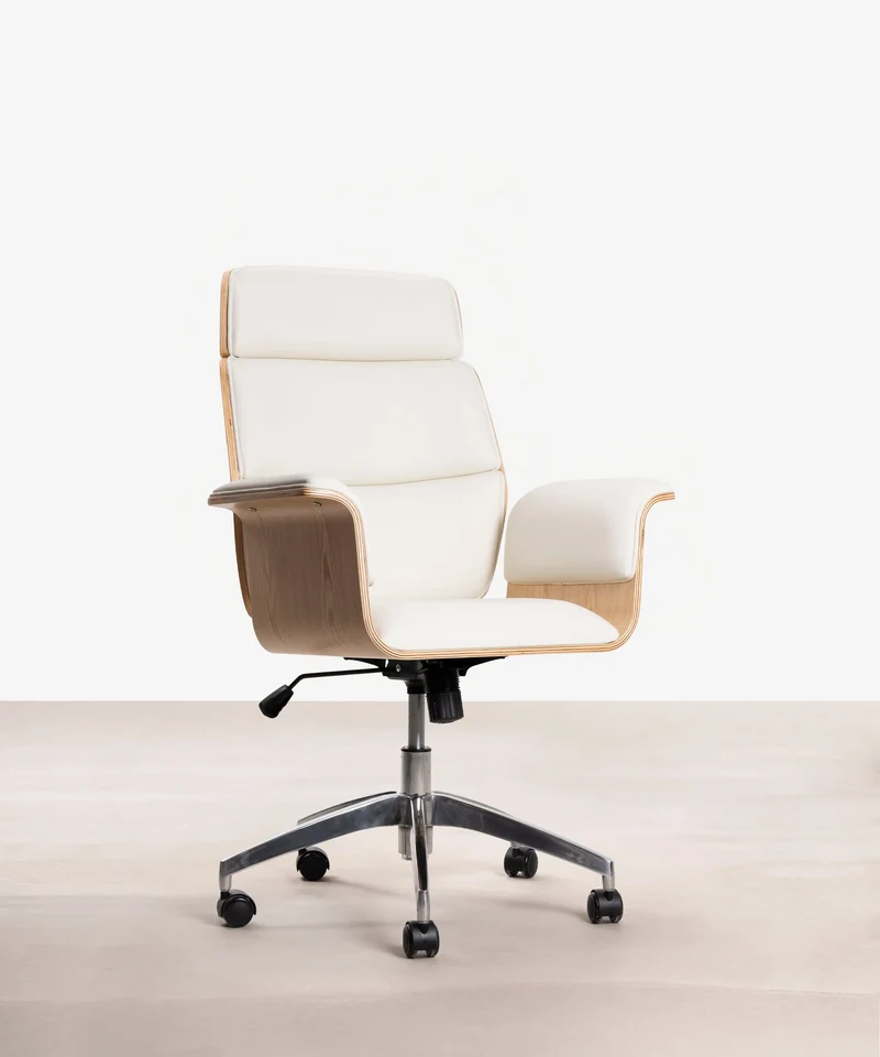 Silla de Escritorio de Polipiel y Madera Shiro