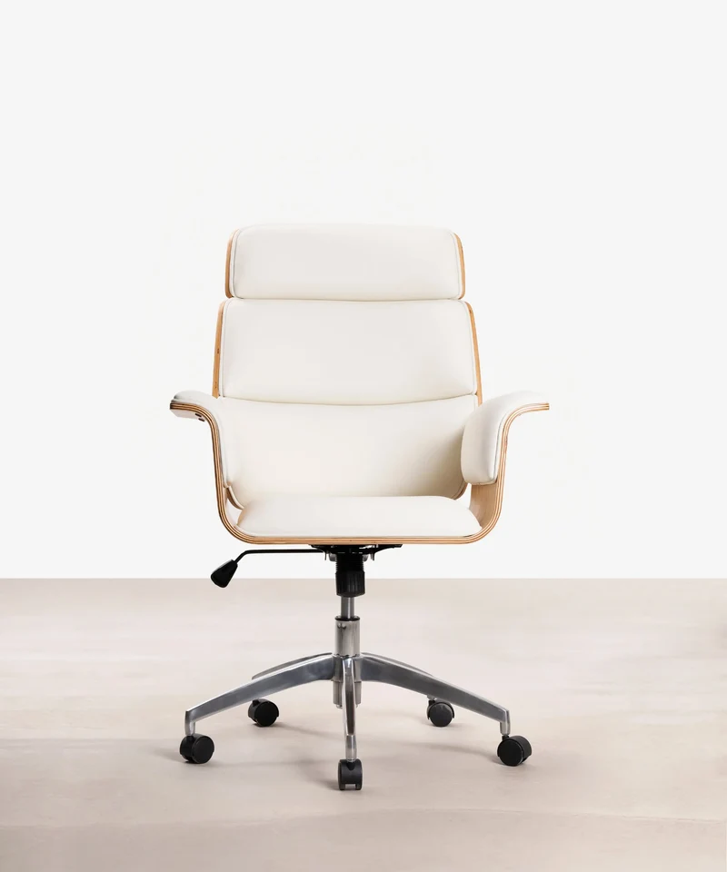 Silla de Escritorio de Polipiel y Madera Shiro