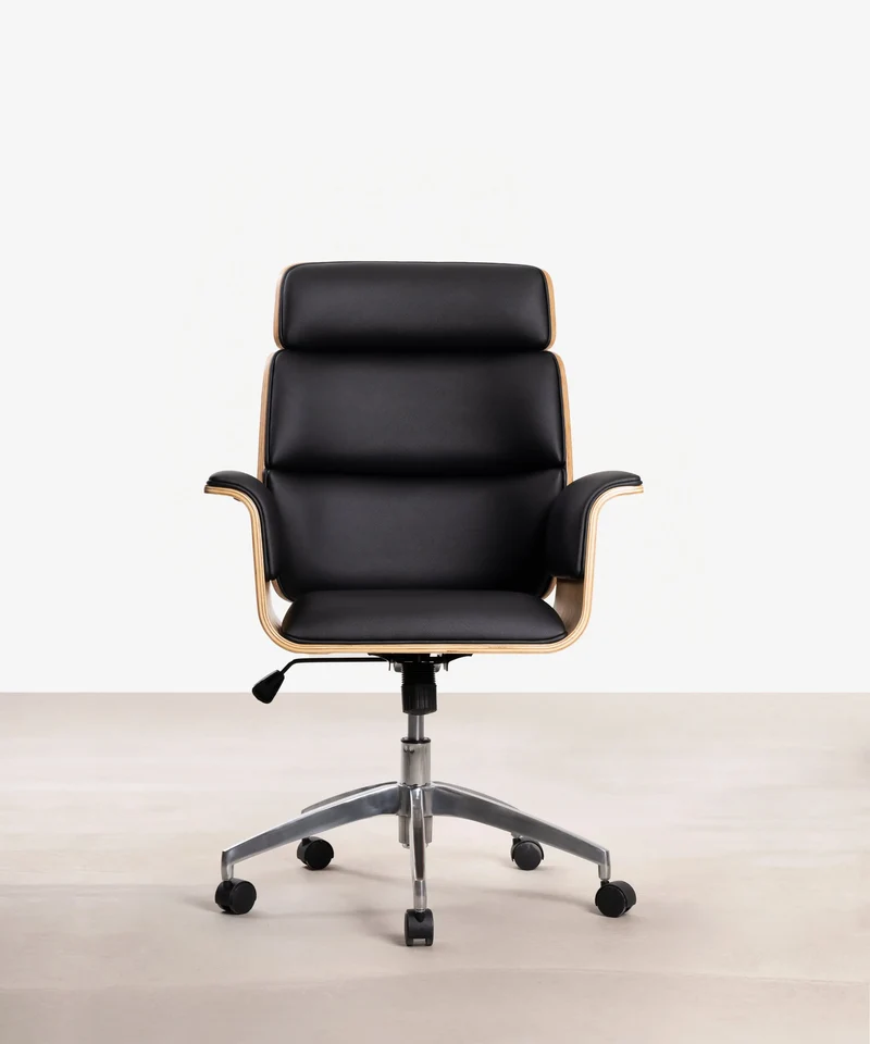 Silla de Escritorio de Polipiel y Madera Shiro
