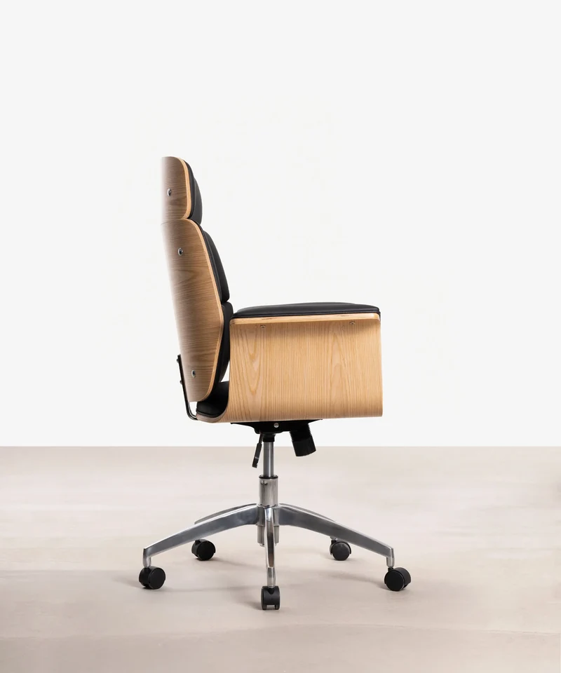 Silla de Escritorio de Polipiel y Madera Shiro