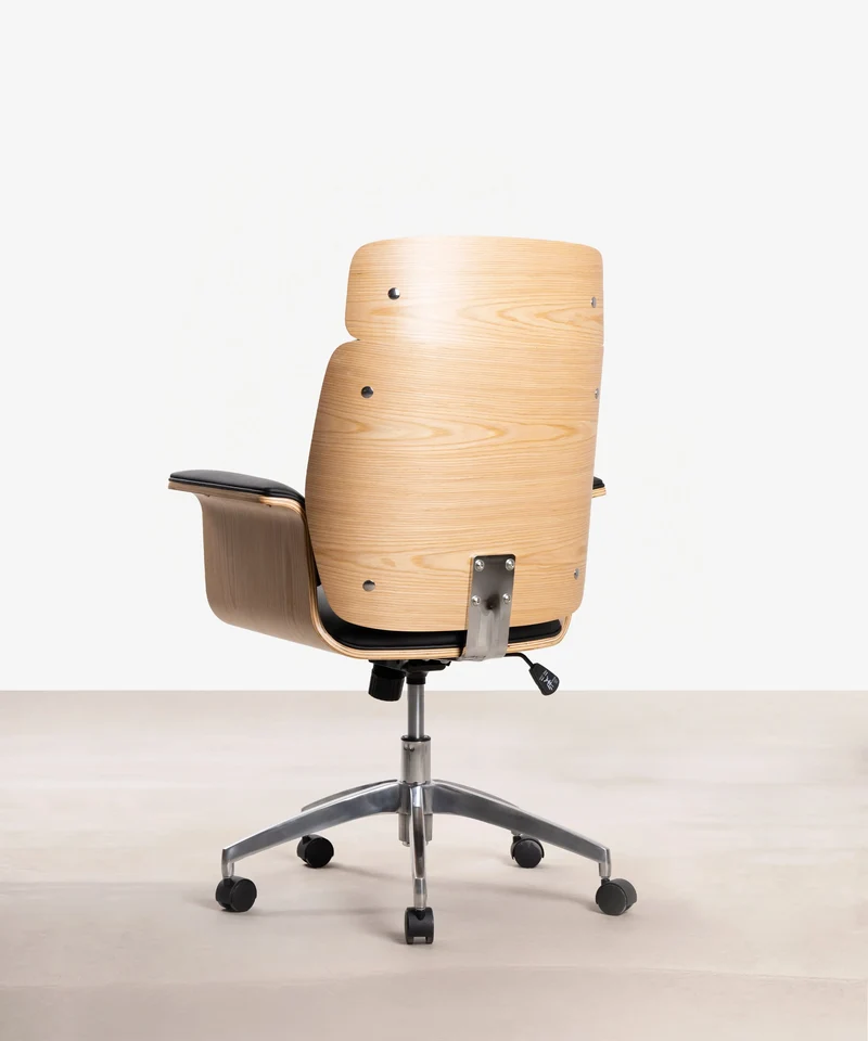 Silla de Escritorio de Polipiel y Madera Shiro