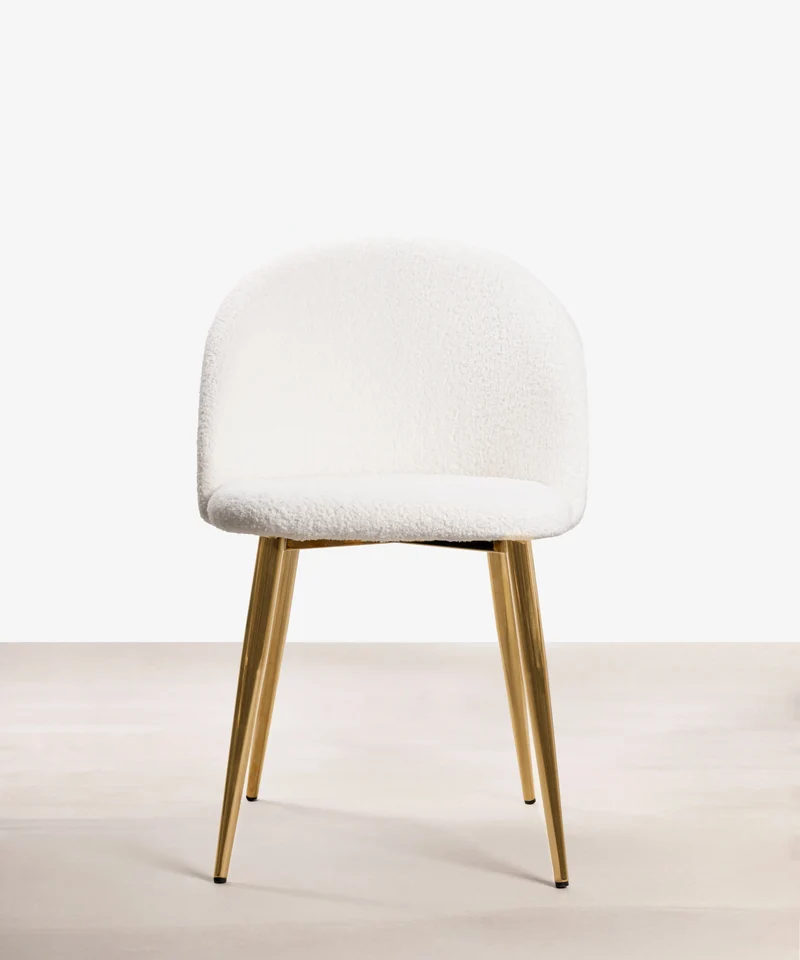 Silla de Comedor en Metal y Tejido Teddy Freya Gold