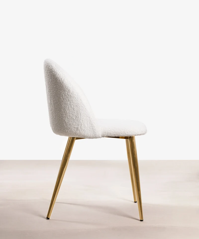 Silla de Comedor en Metal y Tejido Teddy Freya Gold