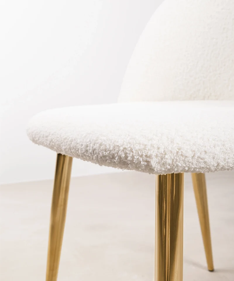 Silla de Comedor en Metal y Tejido Teddy Freya Gold