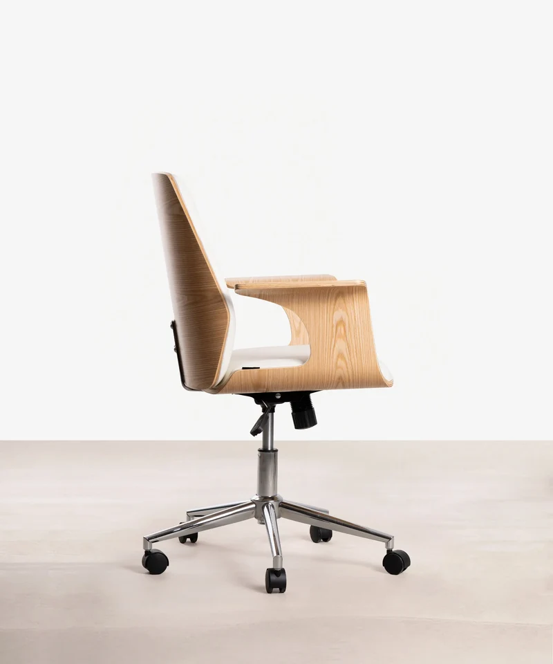 Silla de Escritorio de Polipiel y Madera Malibu