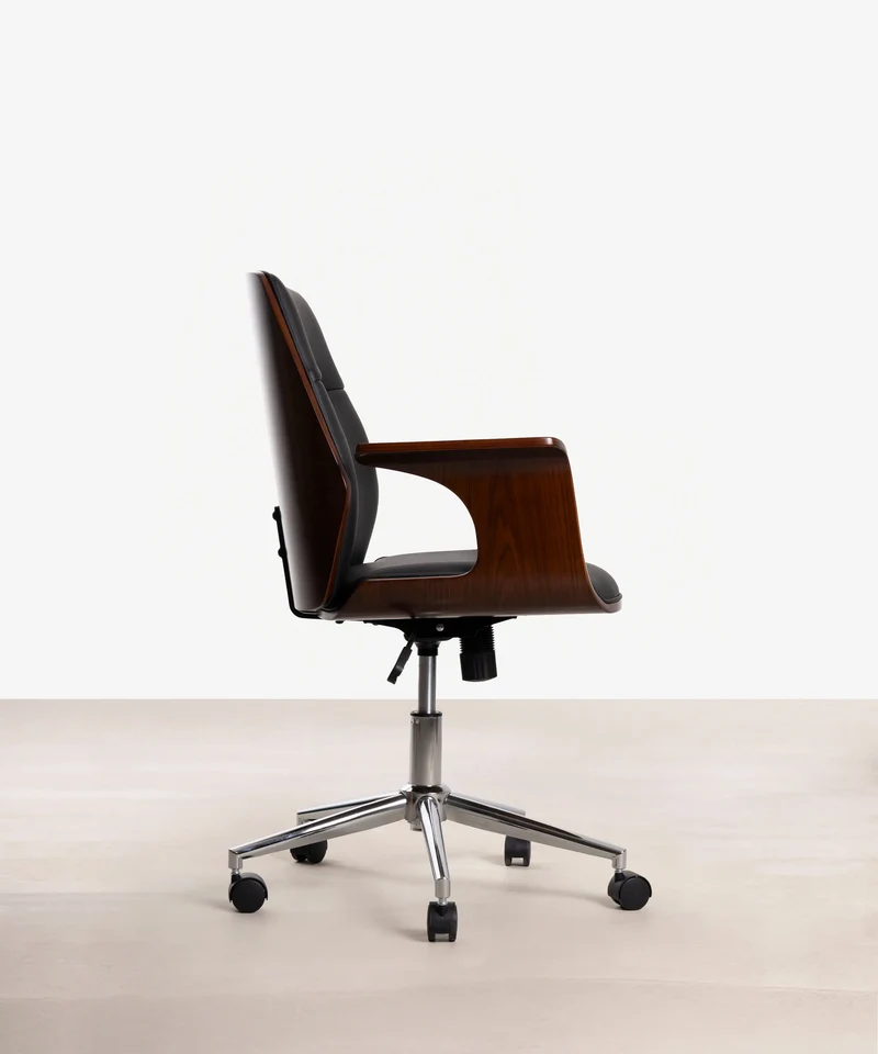 Silla de Escritorio de Polipiel y Madera Malibu