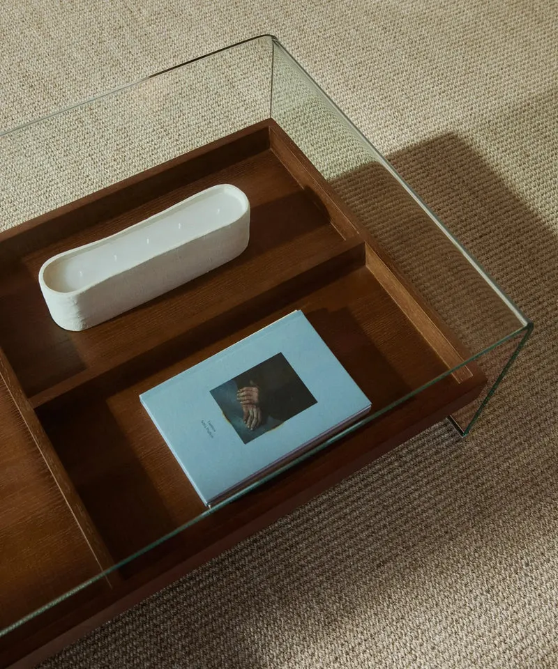 Mesa Centro de Cristal Templado y Madera Corina (110x55 cm)