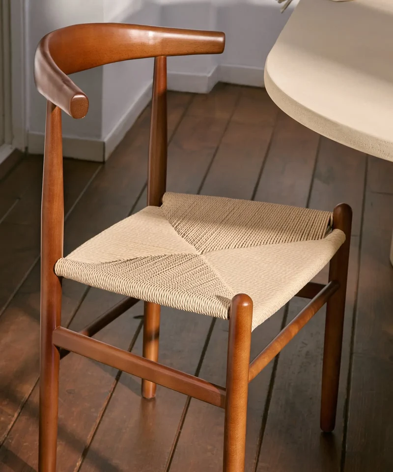 Silla de Comedor en Madera y Cuerda Trenzada Hela