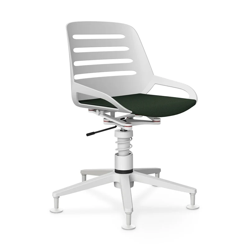 Aeris Numo Task mit Gleiter | Feder | Recyceltes Polyester Cura | mit Sitzpolster | Gestellfarbe: Weiß