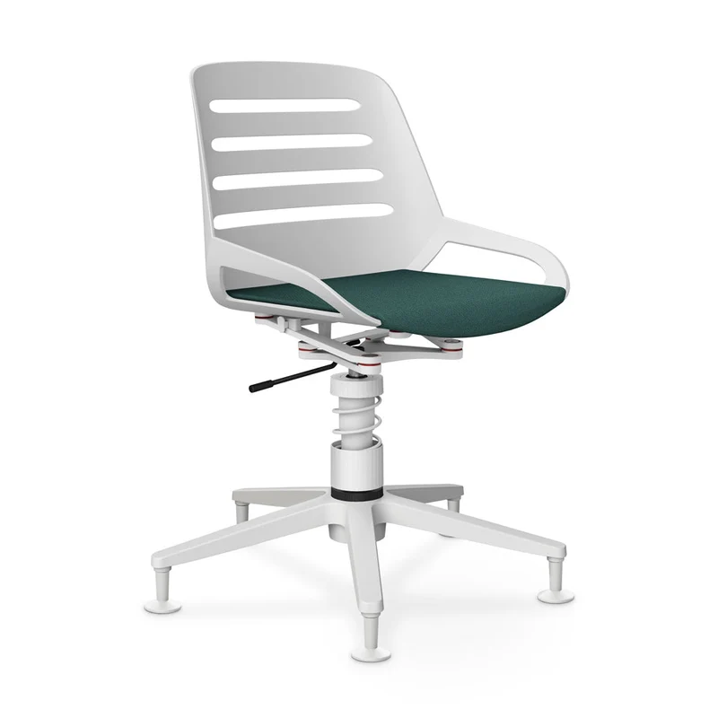 Aeris Numo Task mit Gleiter | Feder | Recyceltes Polyester Cura | mit Sitzpolster | Gestellfarbe: Weiß