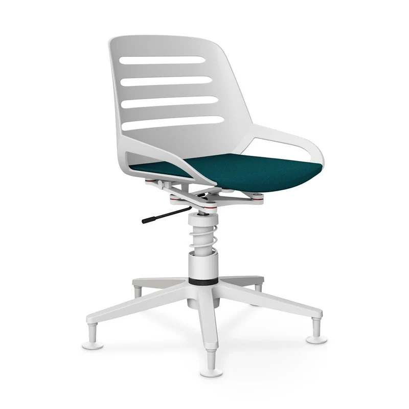 Aeris Numo Task mit Gleiter | Feder | Recyceltes Polyester Cura | mit Sitzpolster | Gestellfarbe: Weiß