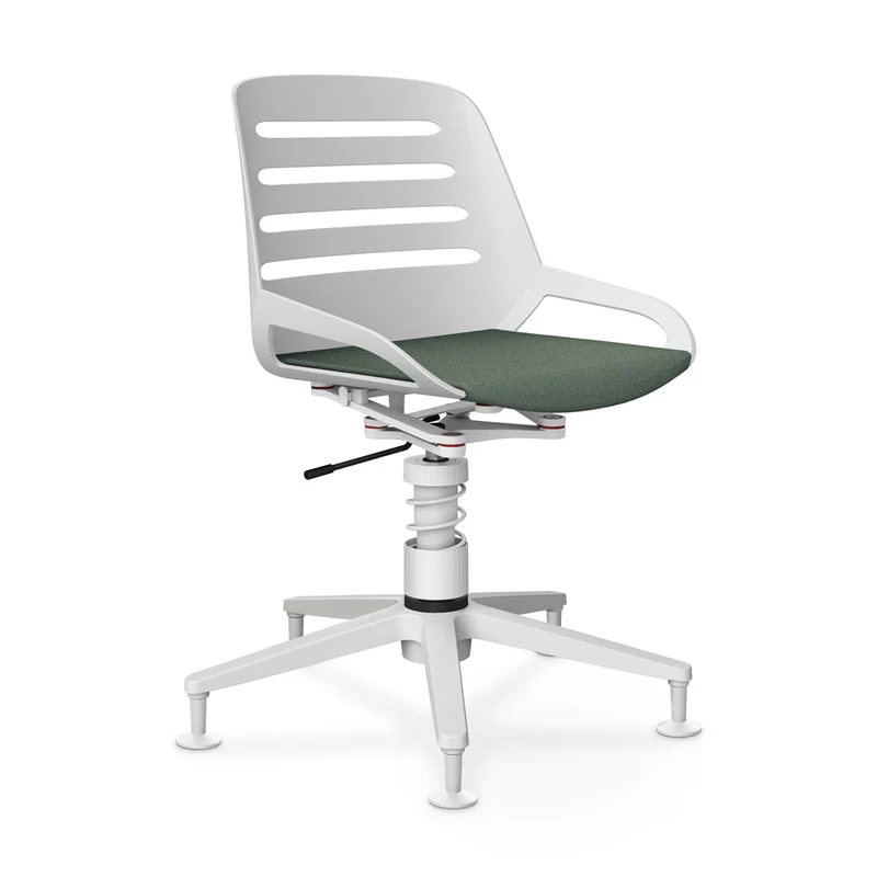 Aeris Numo Task mit Gleiter | Feder | Recyceltes Polyester Cura | mit Sitzpolster | Gestellfarbe: Weiß