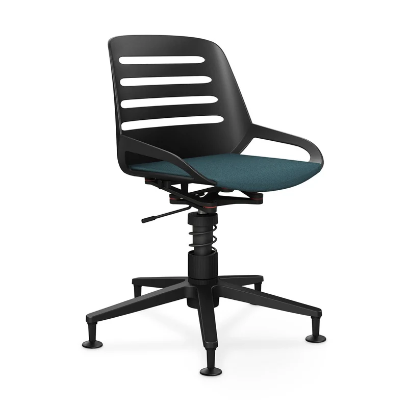 Aeris Numo Task mit Gleiter | Feder | Recyceltes Polyester Cura | mit Sitzpolster | Gestellfarbe: Schwarz