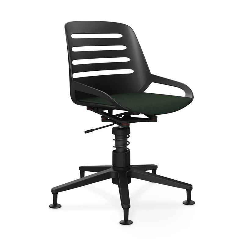 Aeris Numo Task mit Gleiter | Feder | Recyceltes Polyester Cura | mit Sitzpolster | Gestellfarbe: Schwarz