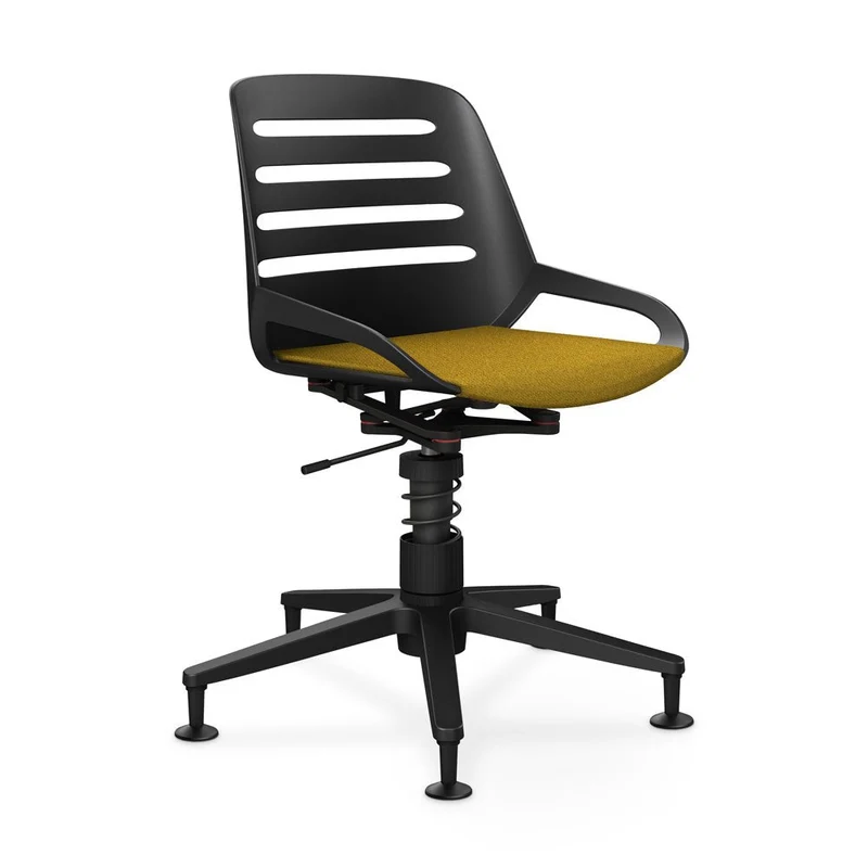 Aeris Numo Task mit Gleiter | Feder | Recyceltes Polyester Cura | mit Sitzpolster | Gestellfarbe: Schwarz