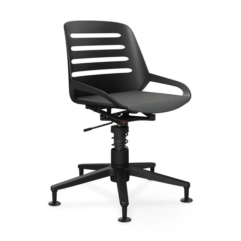 Aeris Numo Task mit Gleiter | Feder | Recyceltes Polyester Cura | mit Sitzpolster | Gestellfarbe: Schwarz