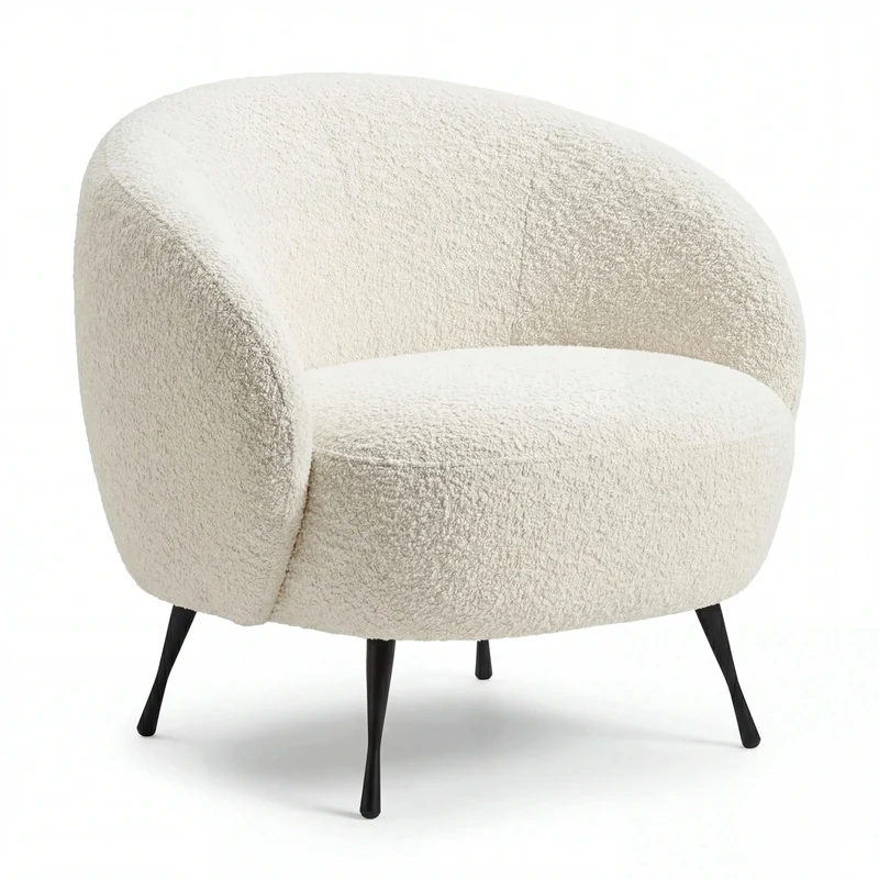 Sessel New Idea, Stoff beige, Metallfüße schwarz