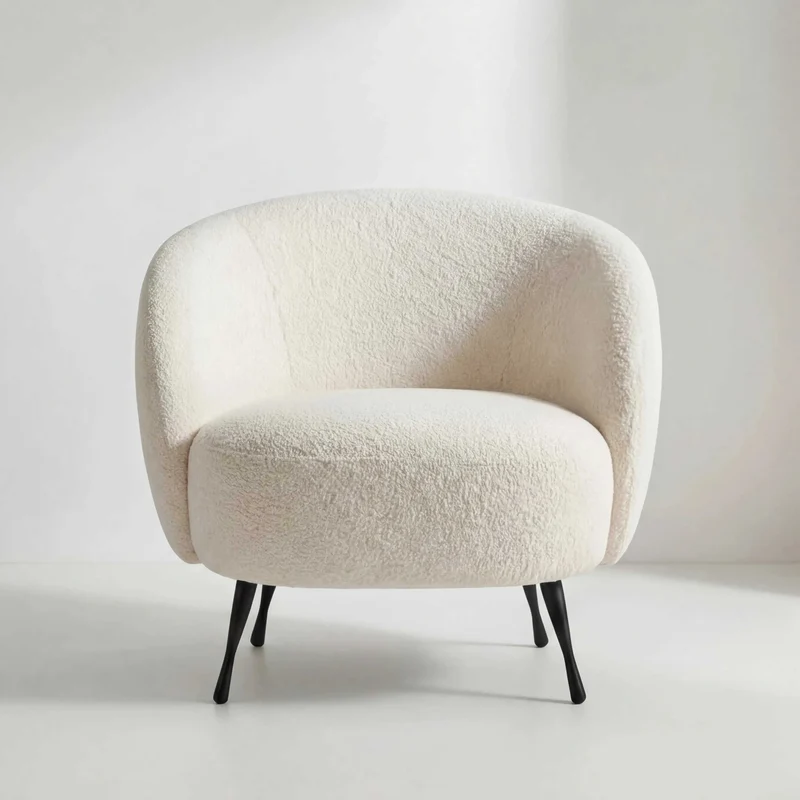Sessel New Idea, Stoff beige, Metallfüße schwarz