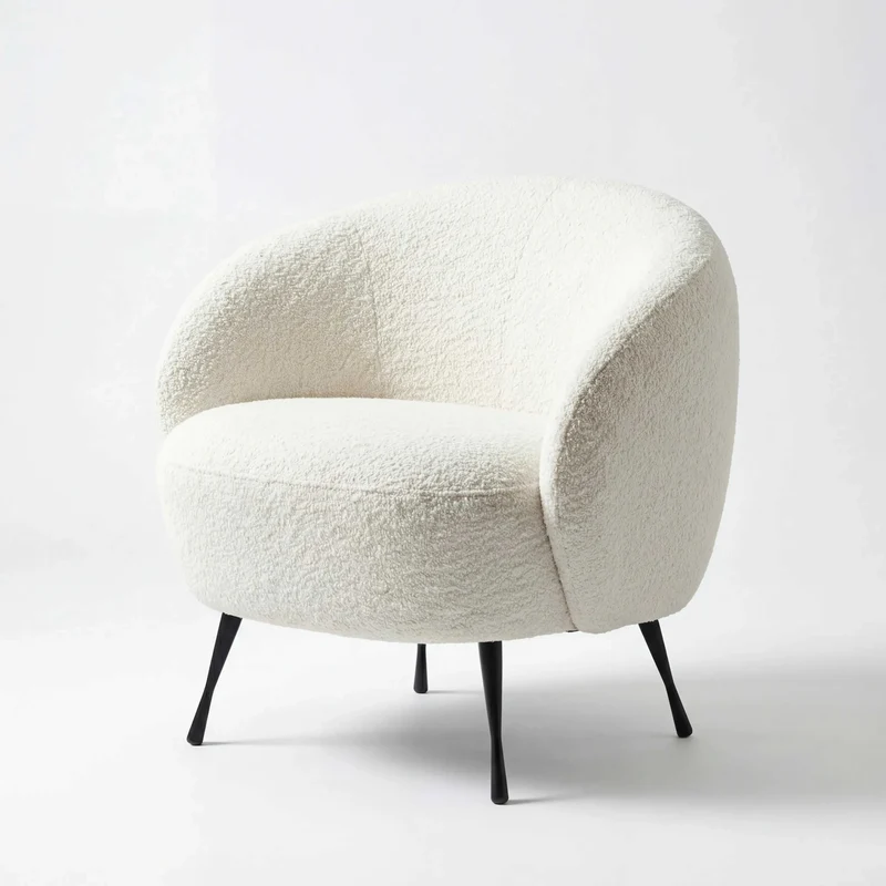 Sessel New Idea, Stoff beige, Metallfüße schwarz