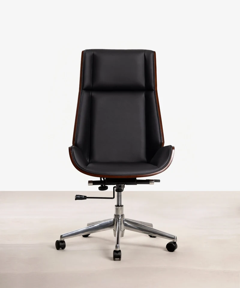 Silla de Escritorio de Polipiel y Madera Lyssa High