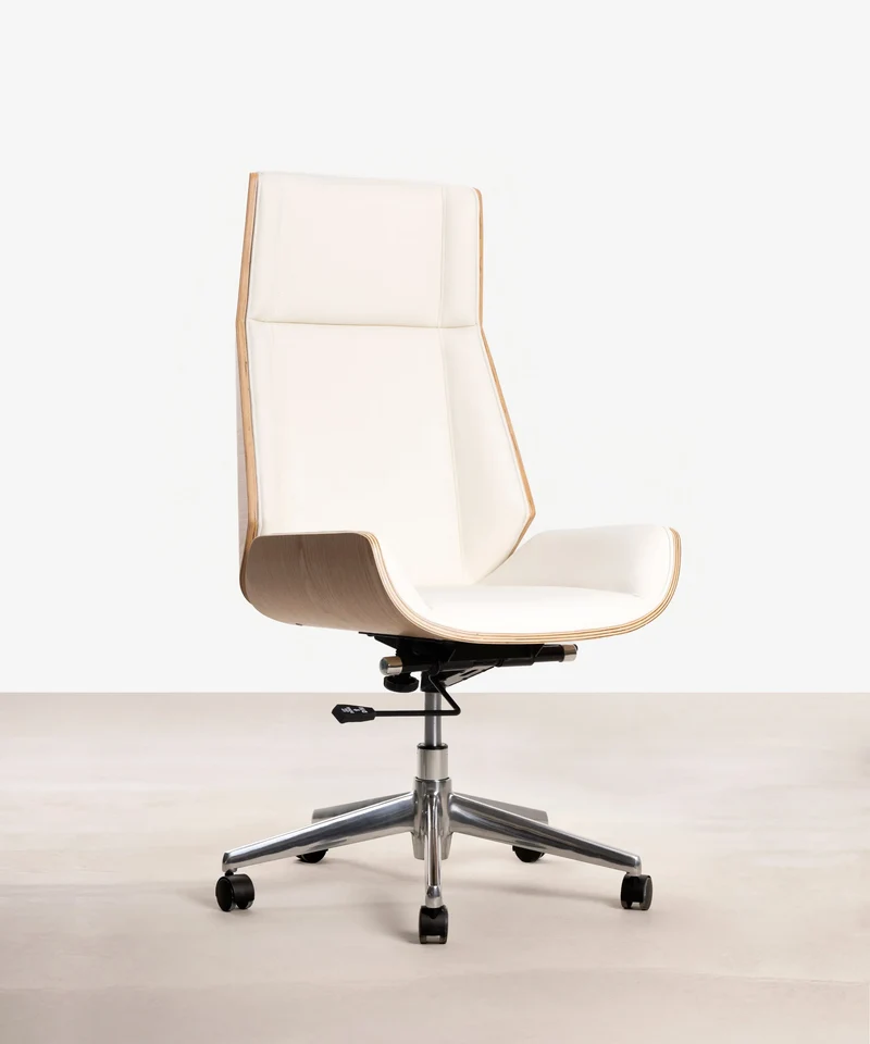 Silla de Escritorio de Polipiel y Madera Lyssa High