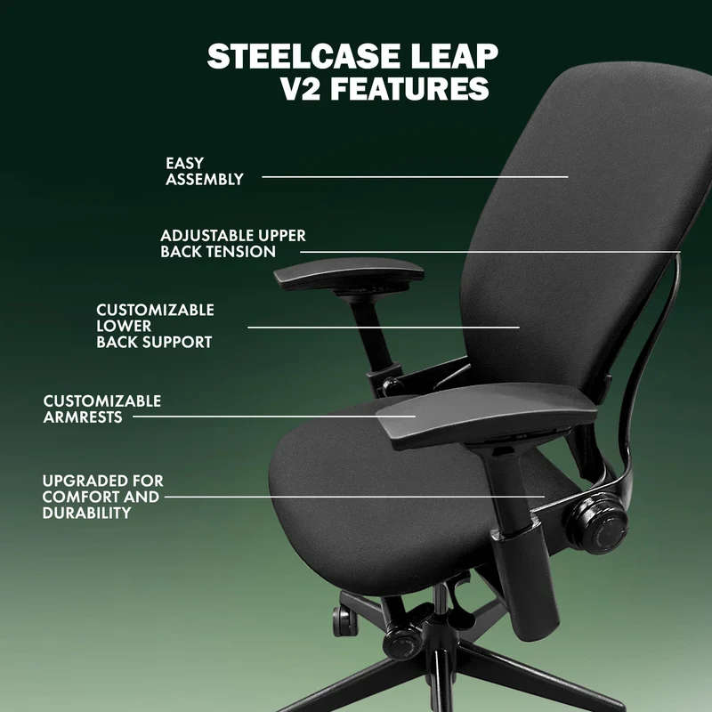 Steelcase Leap V2 Chair (Black Frame) Fully Renewed