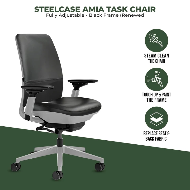 Steelcase Amia Task Chair (Platinum Frame) Fully Renewed