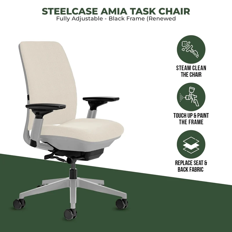 Steelcase Amia Task Chair (Platinum Frame) Fully Renewed
