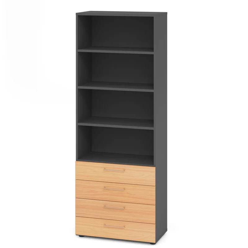 Hammerbacher Schubkasten-Schrank Serie 9, Kombischrank 6 OH, 4 Schübe, 4 Fach, 80 x 215,6 x 42cm(B/H/T)