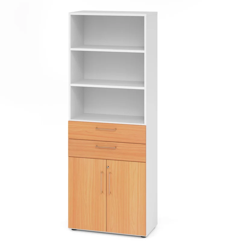 Hammerbacher Schubkasten-Schrank Serie 9, Kombischrank 6 OH, 2 Schübe, 3 Fach, abschließbar 80 x 215,6 x 42cm(B/H/T)