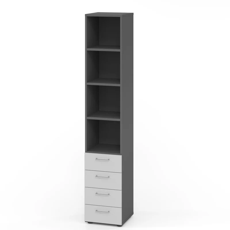 Hammerbacher Schubkasten-Schrank Serie 9, Kombischrank 6 OH, 4 Schübe, 4 Fach 40 x 215,6 x 42cm(B/H/T)