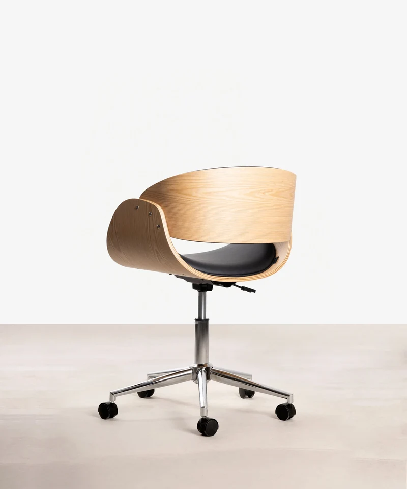 Silla de Escritorio de Polipiel y Madera Debbie