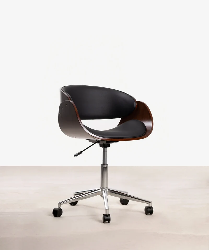 Silla de Escritorio de Polipiel y Madera Debbie
