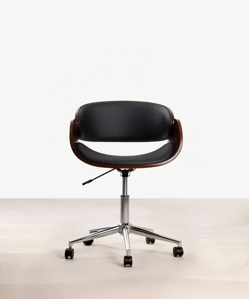 Silla de Escritorio de Polipiel y Madera Debbie