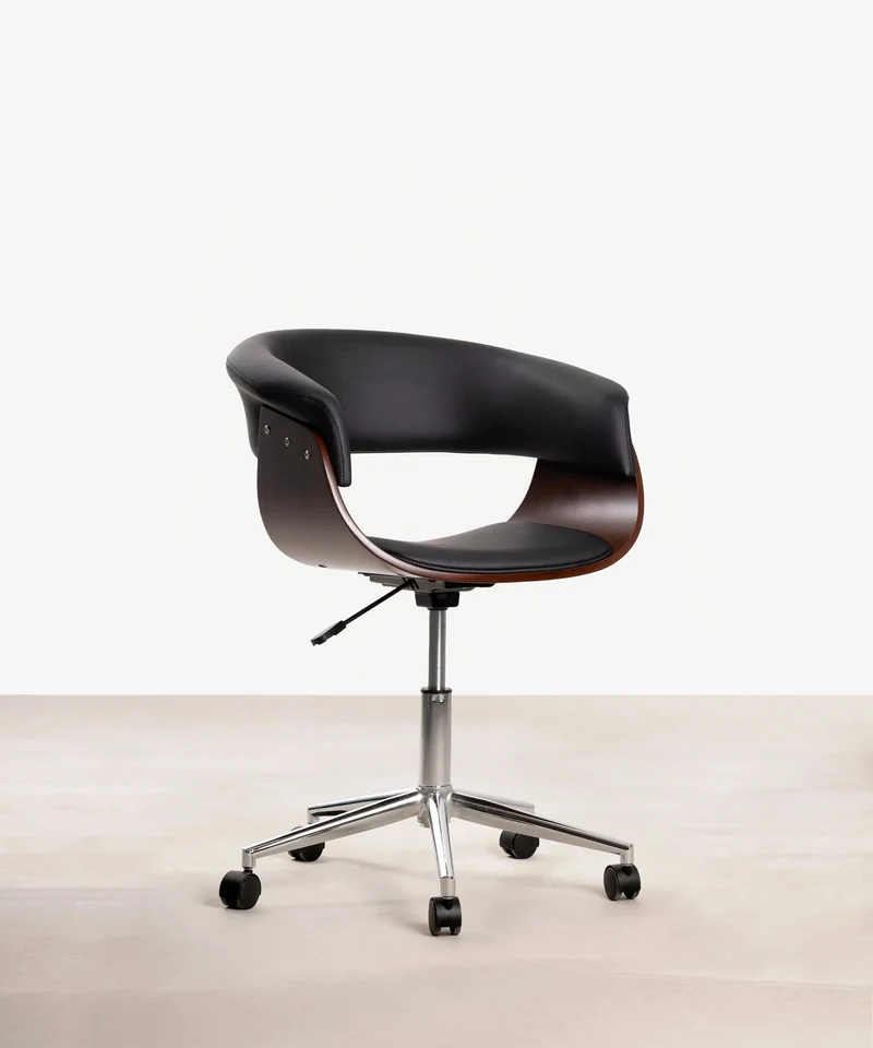 Silla de Escritorio de Polipiel y Madera Beckett