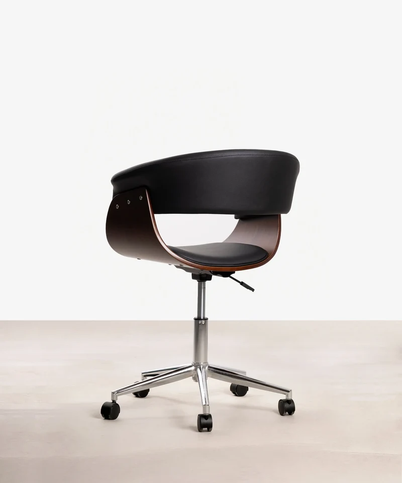 Silla de Escritorio de Polipiel y Madera Beckett