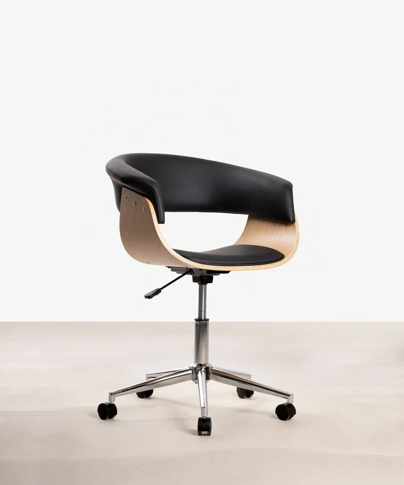 Silla de Escritorio de Polipiel y Madera Beckett