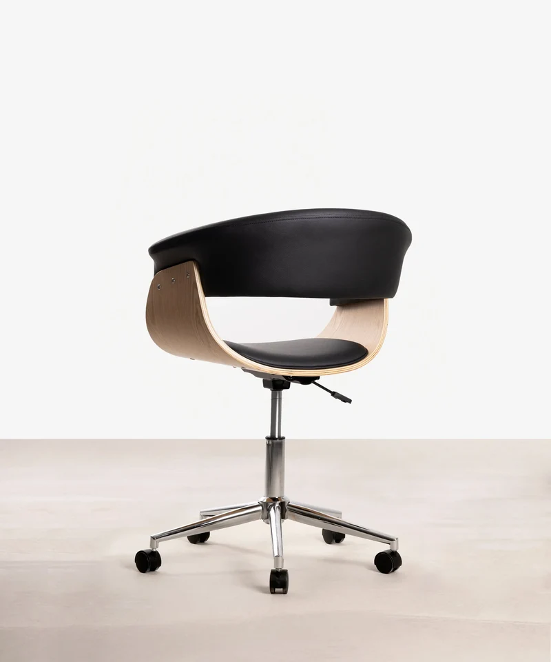 Silla de Escritorio de Polipiel y Madera Beckett