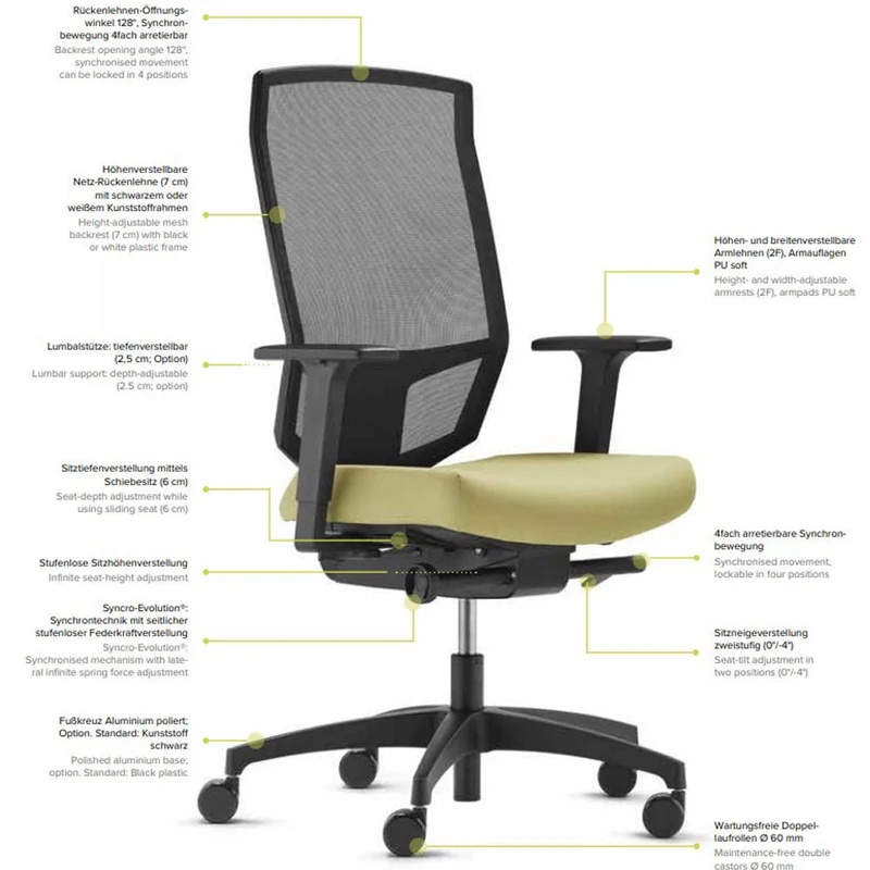 Ergonomischer Bürostuhl Dauphin @JUST EVO MESH AJ 5776_SLP