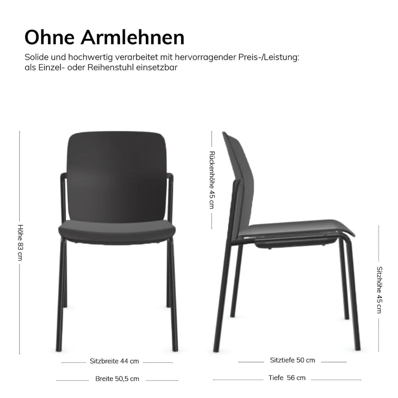 lento light 2.0 Besucherstuhl Stapelstuhl | 4-Fuß-Stuhl | mit Armlehne