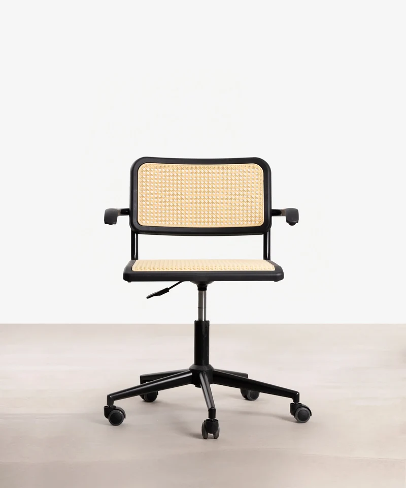Silla de Oficina de Plástico y Ratán Candela Arms