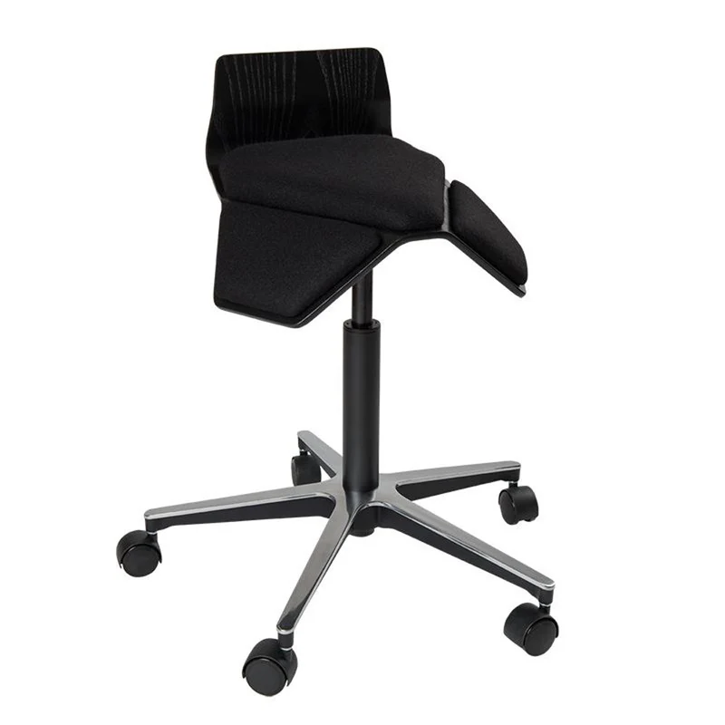 myKolme ILOA Smile | Hocker Rollhocker | Sattelhocker | Rückenlehne | Gestell Schwarz