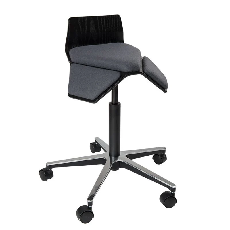 myKolme ILOA Smile | Hocker Rollhocker | Sattelhocker | Rückenlehne | Gestell Schwarz