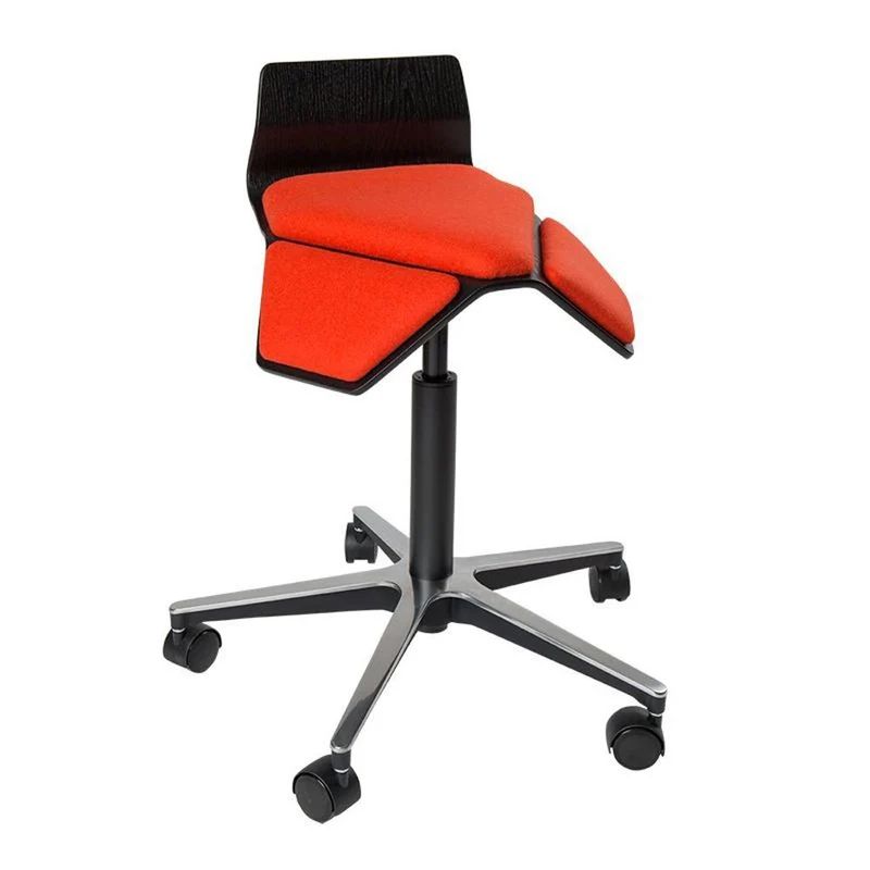 myKolme ILOA Smile | Hocker Rollhocker | Sattelhocker | Rückenlehne | Gestell Schwarz