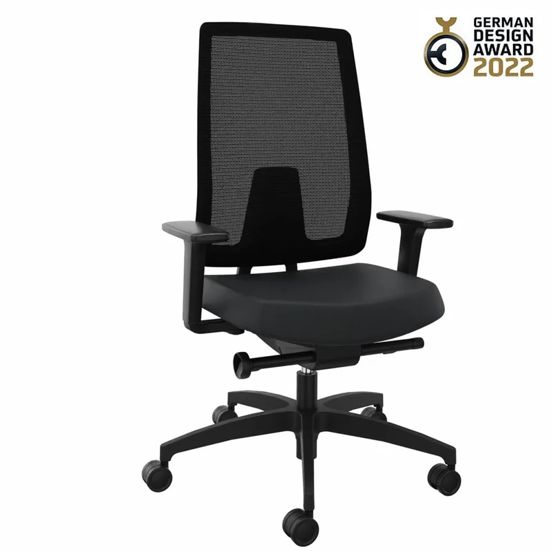 Ergonomischer Bürostuhl Dauphin INDEED MESH ID 7056_SLP mit Lordosenstütze | Netzrücken | Schwarz