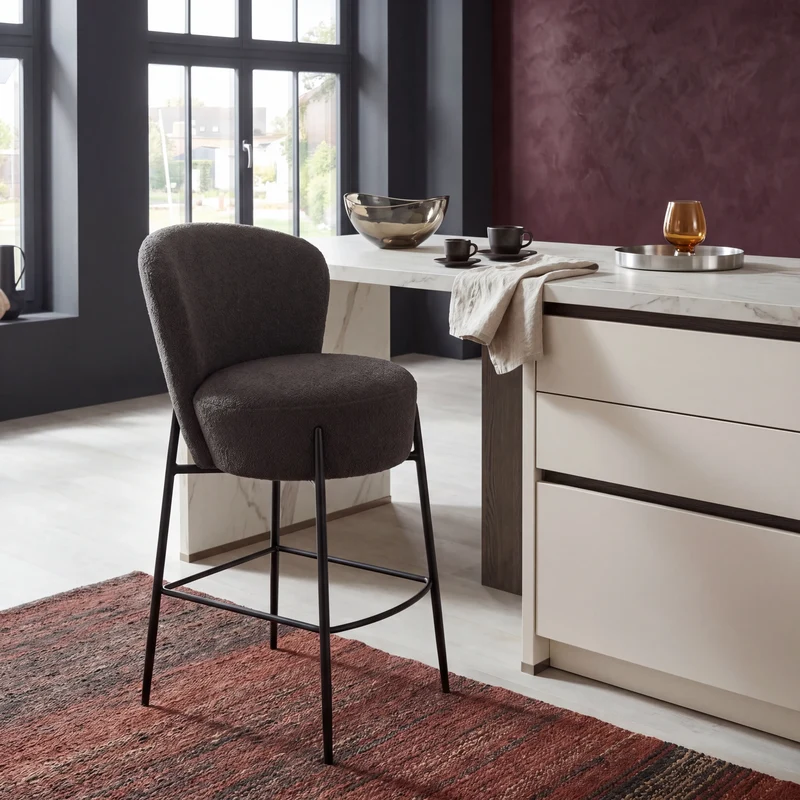 Thekenstuhl, Orbit, stone Pres Bouclé (anthrazit)