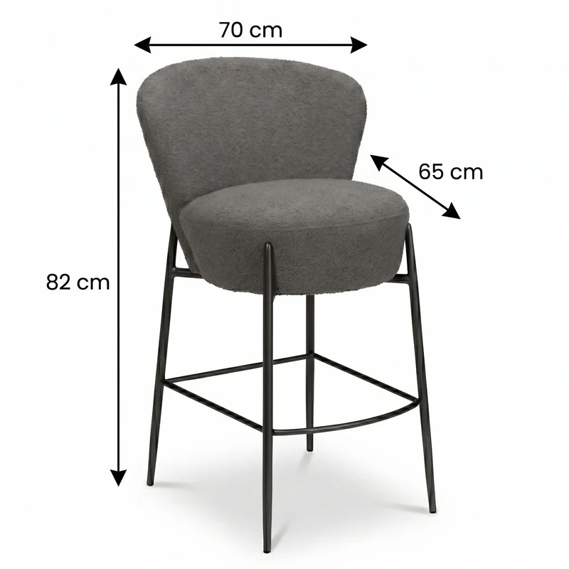 Thekenstuhl, Orbit, stone Pres Bouclé (anthrazit)